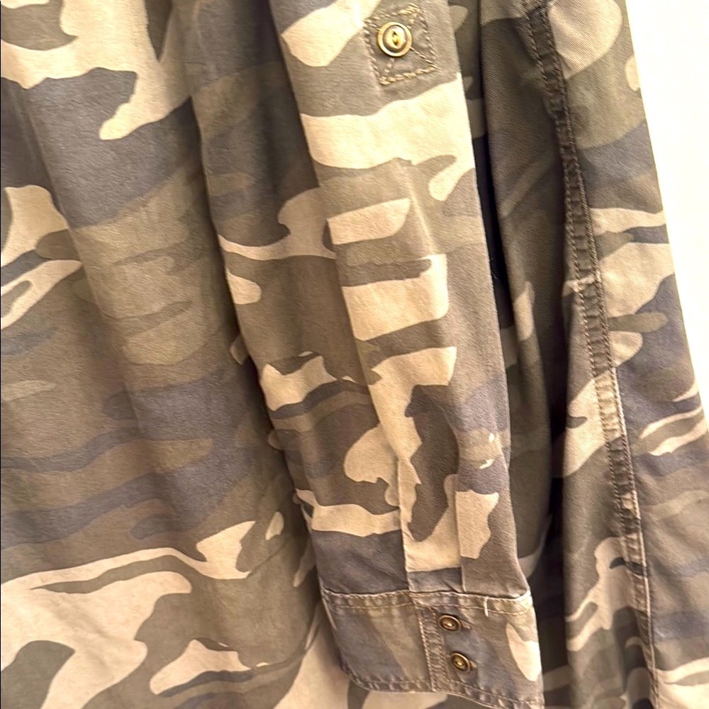 Express Camouflage Long Sleeve Shirt Dress - Picture 3 of 5
